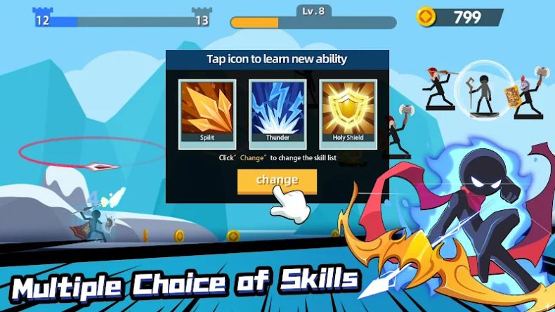 Hệ thống kỹ năng trong Stickman Master League Of Shadow Ninja Legends